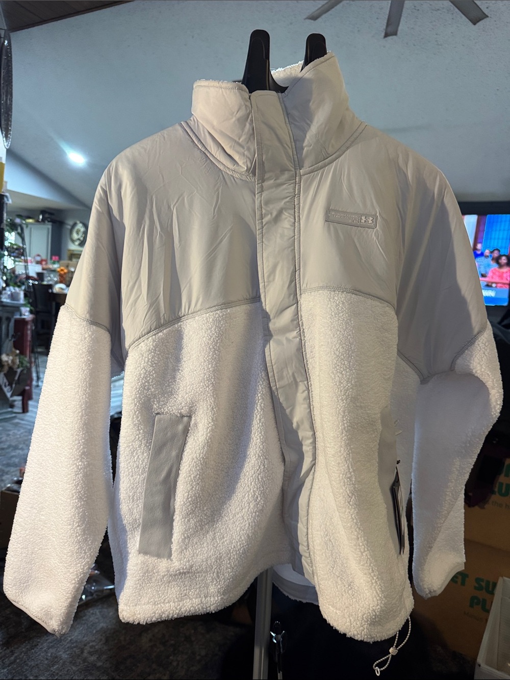 Under Armour Men's Cream/White Sherpa Hybrid Jacket